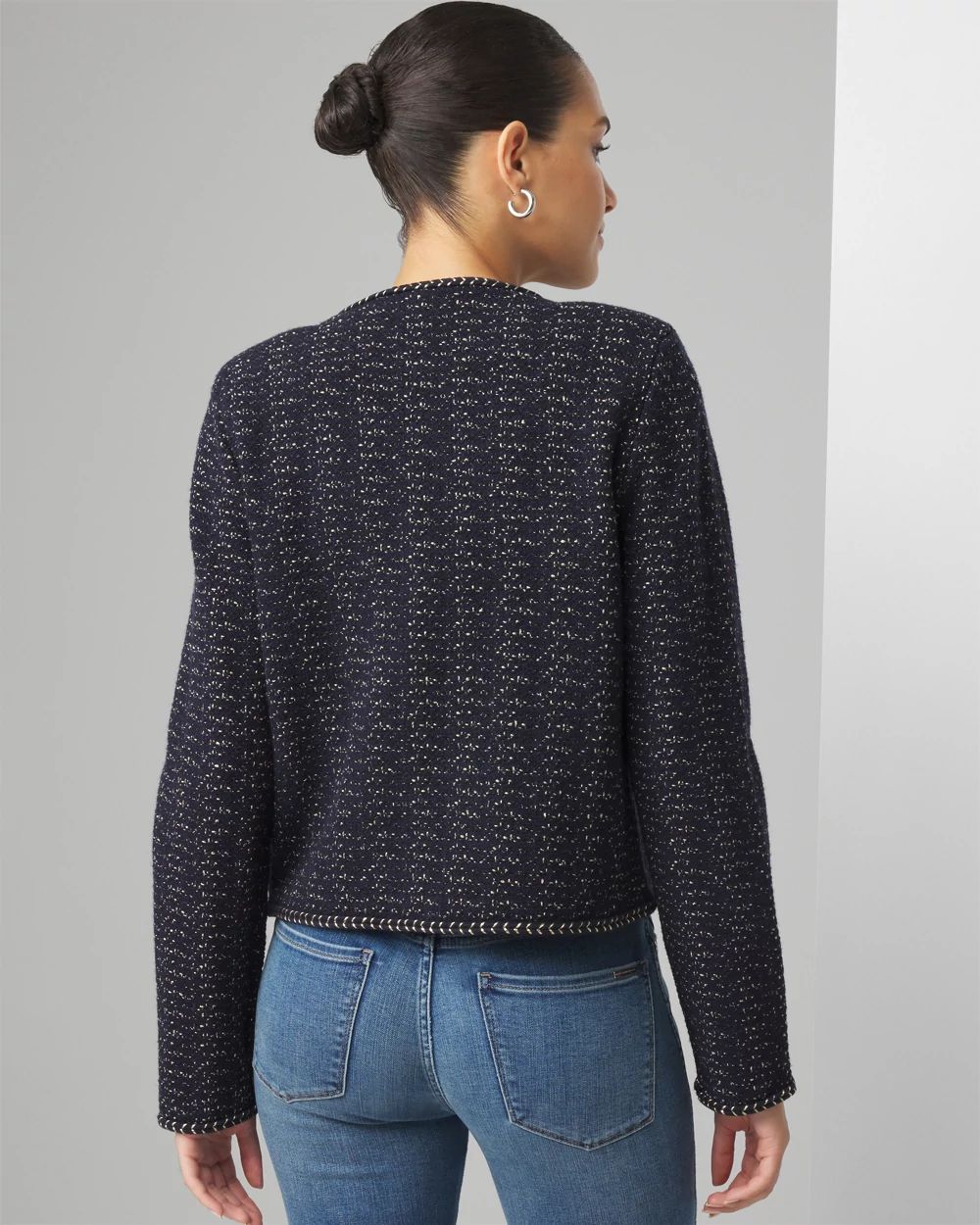 Petite Long Sleeve Tweed Cardigan | White House Black Market